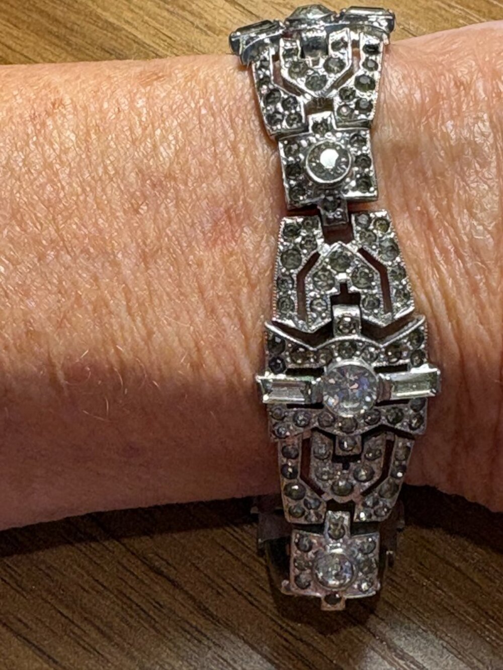KTF Marked Trifari Rhinestone Art Deco Bracelet, Mint Condition, 1930's